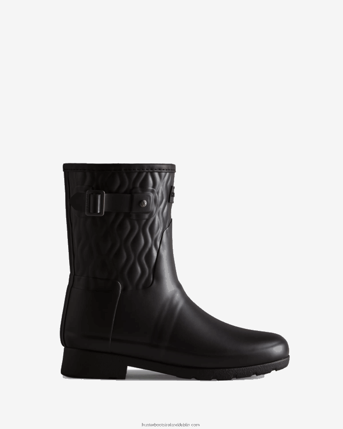 Women Hunter Refined Slim Fit Vertical Quilted Short Rain Boots Black 68TN2X127
