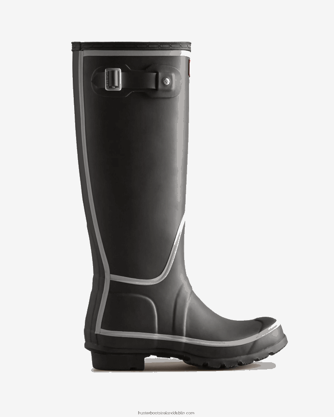 Women Hunter Reflective Outline Tall Rain Boots Black 68TN2X203