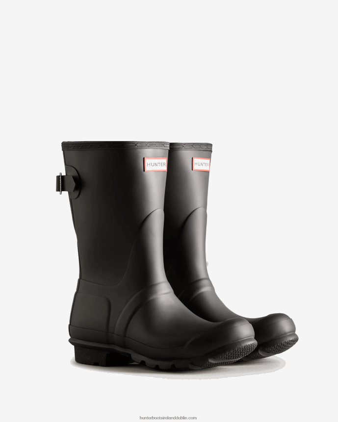 Women Hunter Short Back Adjustable Rain Boots Black 68TN2X23
