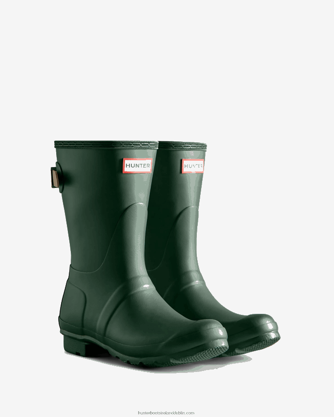 Women Hunter Short Back Adjustable Rain Boots Thicket Green/Skimming Stone 68TN2X25