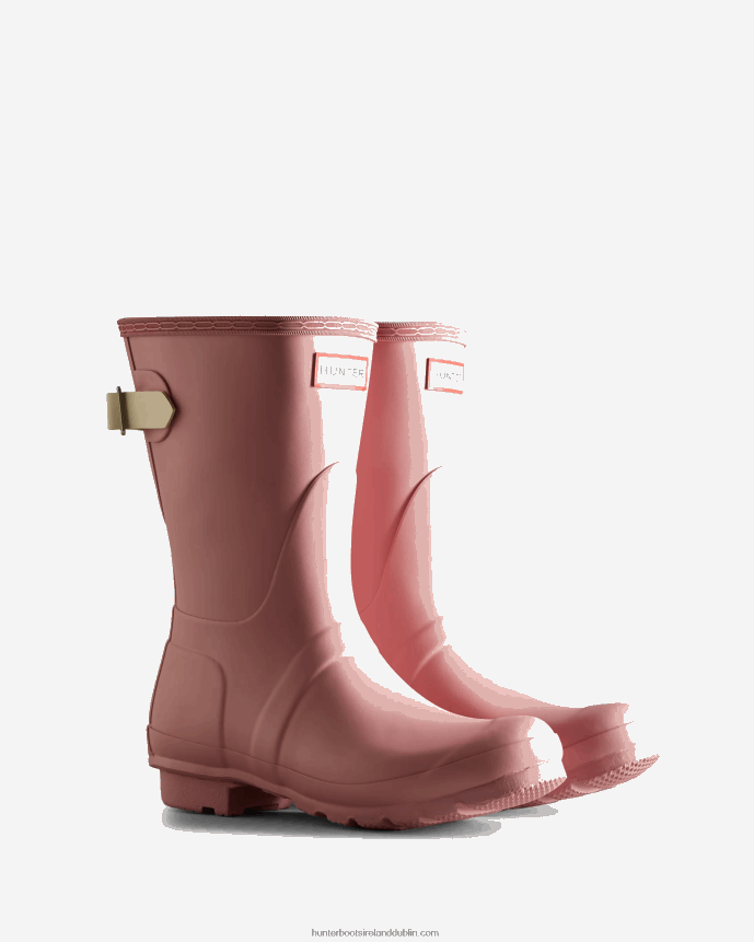Women Hunter Short Back Adjustable Rain Boots Tufted Purple/Soft Sand 68TN2X154