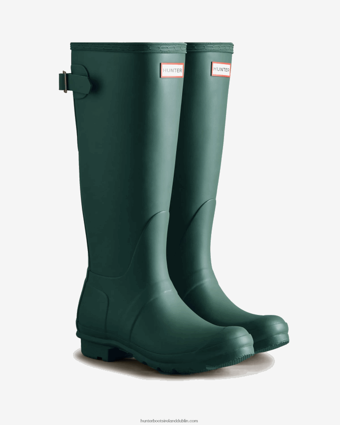 Women Hunter Tall Back Adjustable Rain Boots Green Jasper 68TN2X189