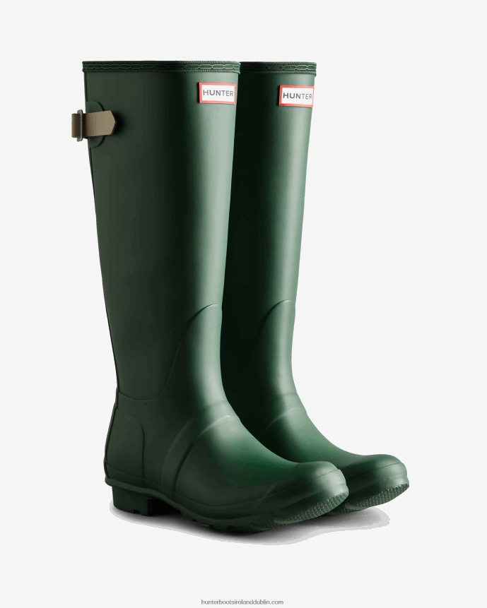 Women Hunter Tall Back Adjustable Rain Boots Thicket Green/Skimming Stone 68TN2X65