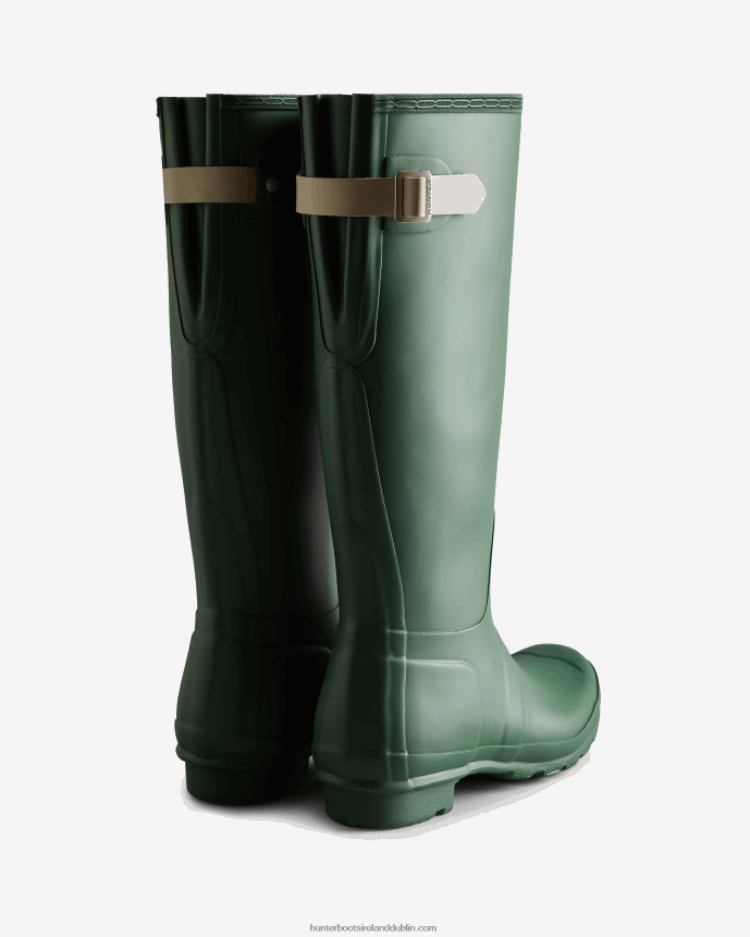 Women Hunter Tall Back Adjustable Rain Boots Thicket Green/Skimming Stone 68TN2X65