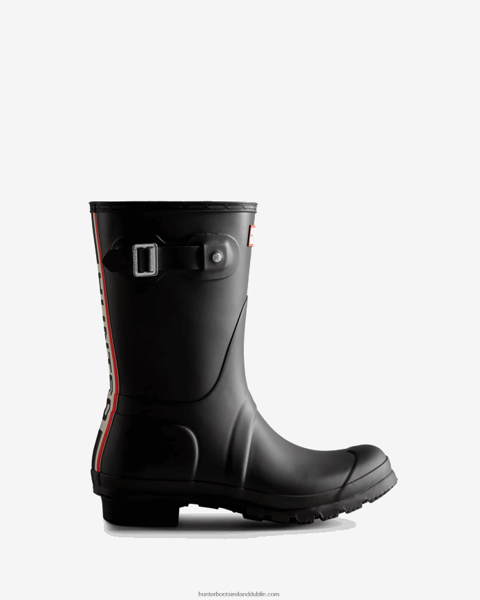 Women Hunter Tri-Colour Logo Backstrap Short Rain Boots Black 68TN2X50