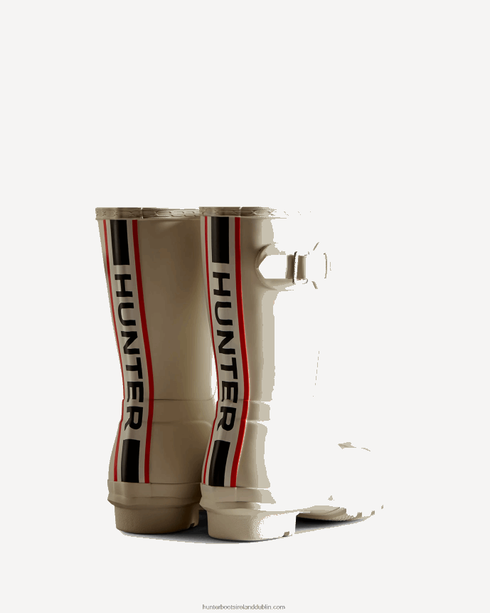 Women Hunter Tri-Colour Logo Backstrap Short Rain Boots White Willow 68TN2X3