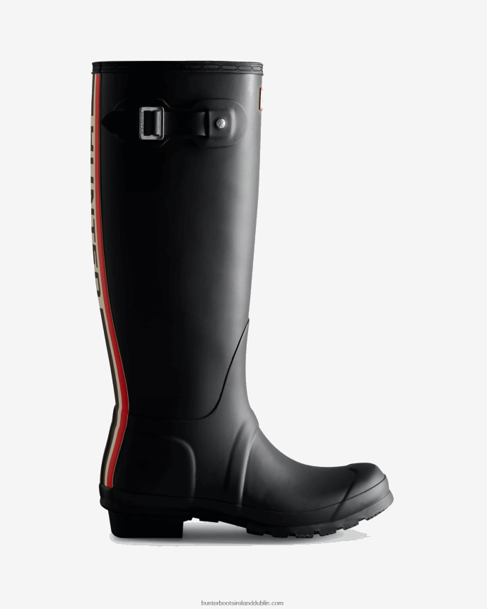Women Hunter Tri-Colour Logo Backstrap Tall Rain Boots Black 68TN2X8