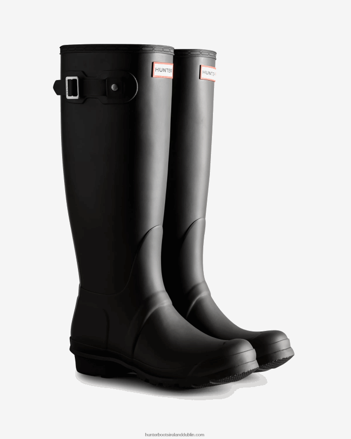 Women Hunter Tri-Colour Logo Backstrap Tall Rain Boots Black 68TN2X8