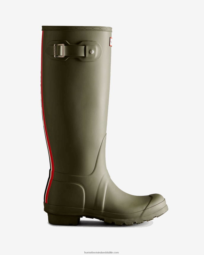 Women Hunter Tri-Colour Logo Backstrap Tall Rain Boots Lichen Green 68TN2X9