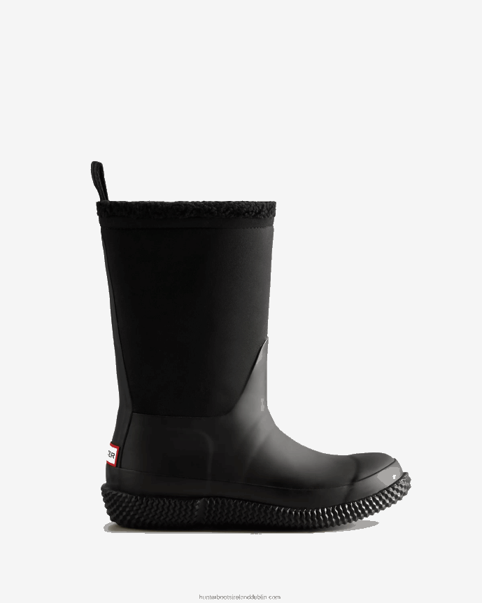 Women Hunter Insulated Roll Top Logo Vegan Shearling Boots Black/White Willow 68TN2X331
