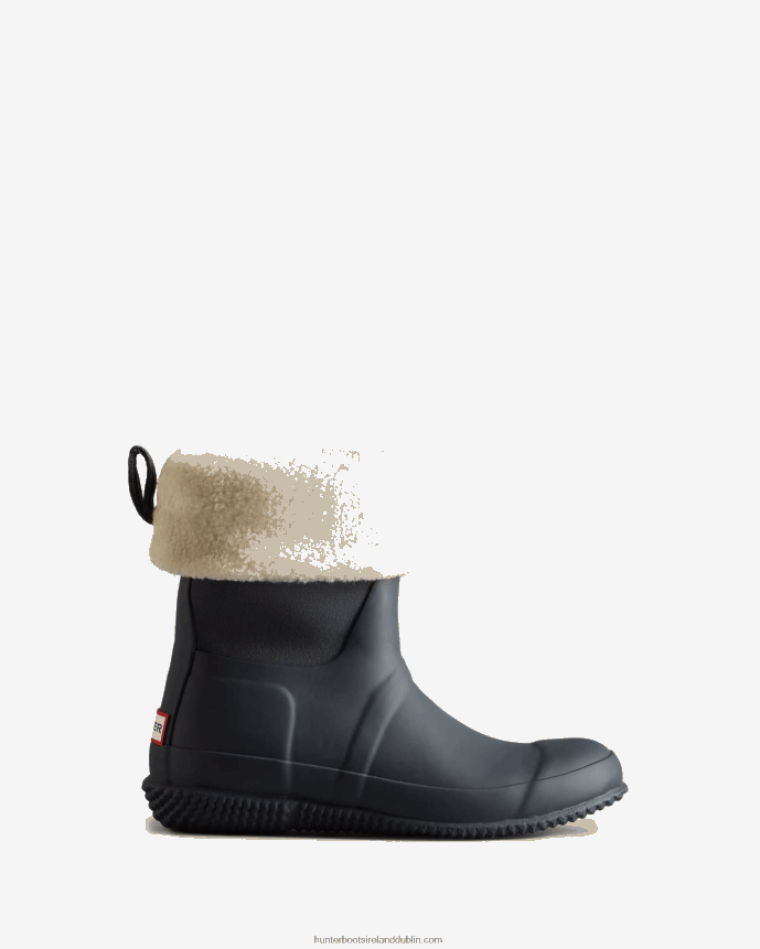 Women Hunter Insulated Roll Top Vegan Shearling Boots Navy/White Willow 68TN2X276