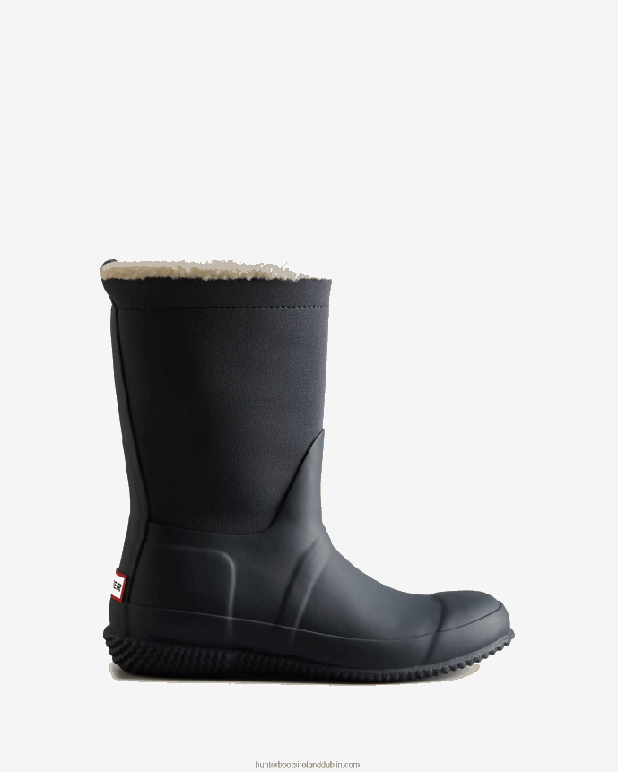 Women Hunter Insulated Roll Top Vegan Shearling Boots Navy/White Willow 68TN2X276