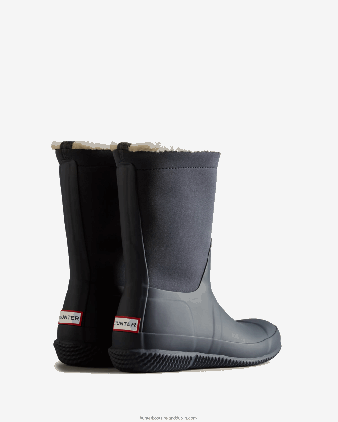 Women Hunter Insulated Roll Top Vegan Shearling Boots Navy/White Willow 68TN2X276