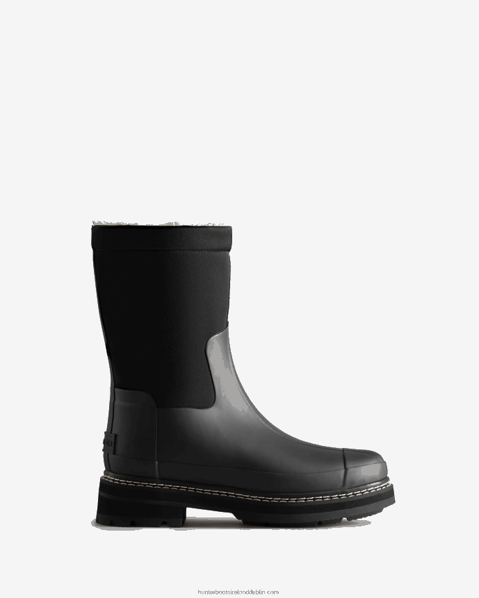 Women Hunter Refined Stitch Roll Top Vegan Shearling Boots Black 68TN2X211