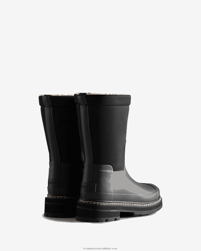 Women Hunter Refined Stitch Roll Top Vegan Shearling Boots Black 68TN2X211