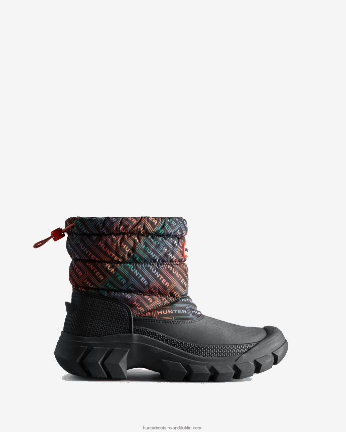 Women Hunter Intrepid Insulated Short Logo Print Snow Boots Logo Rainbow Xray Navy 68TN2X151