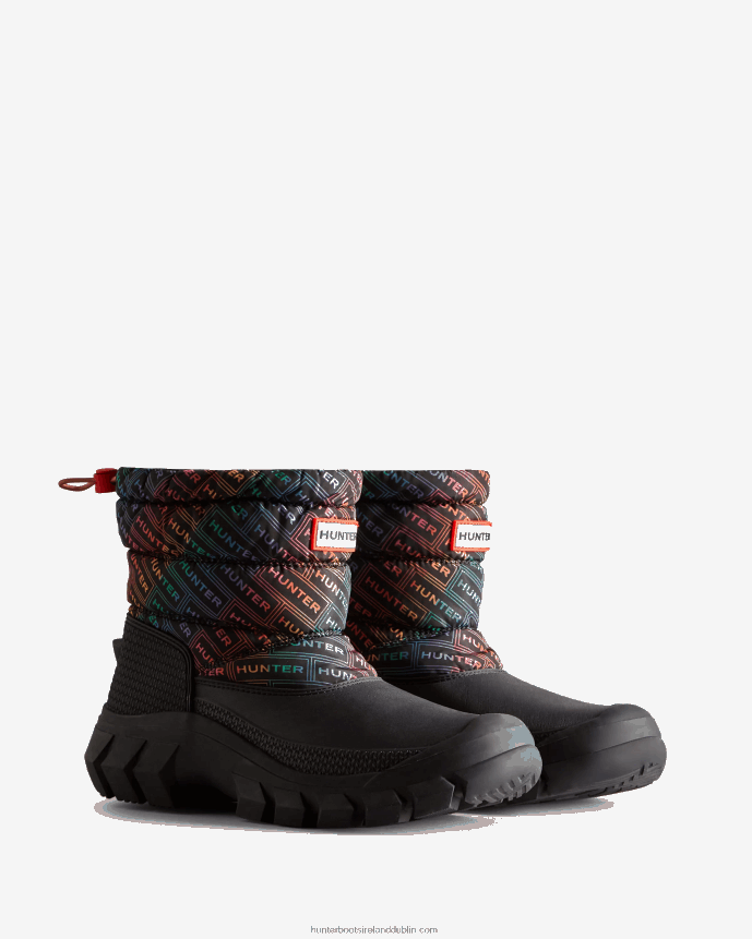 Women Hunter Intrepid Insulated Short Logo Print Snow Boots Logo Rainbow Xray Navy 68TN2X151