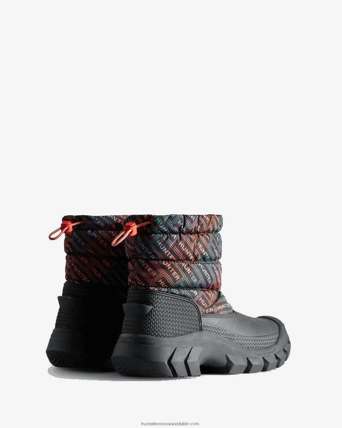 Women Hunter Intrepid Insulated Short Logo Print Snow Boots Logo Rainbow Xray Navy 68TN2X151