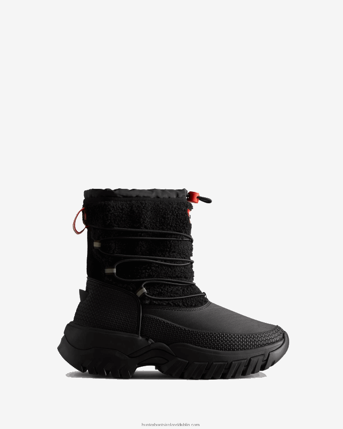 Women Hunter Wanderer Vegan Shearling Insulated Short Snow Boots Black 68TN2X206