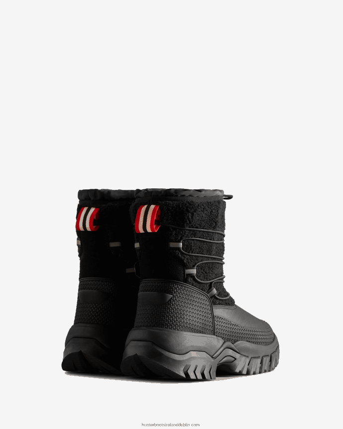 Women Hunter Wanderer Vegan Shearling Insulated Short Snow Boots Black 68TN2X206