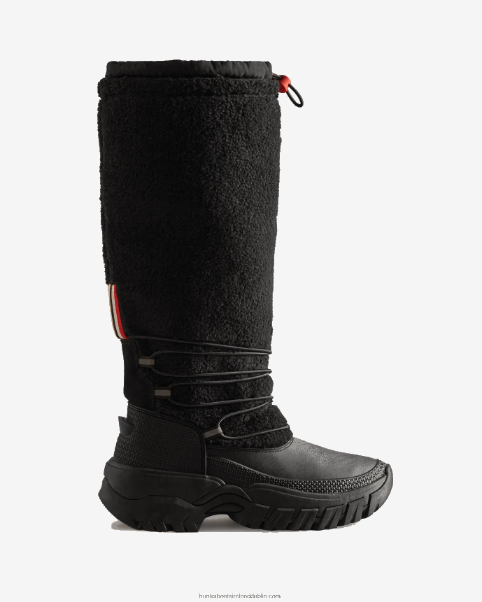 Women Hunter Wanderer Vegan Shearling Insulated Tall Snow Boots Black 68TN2X208
