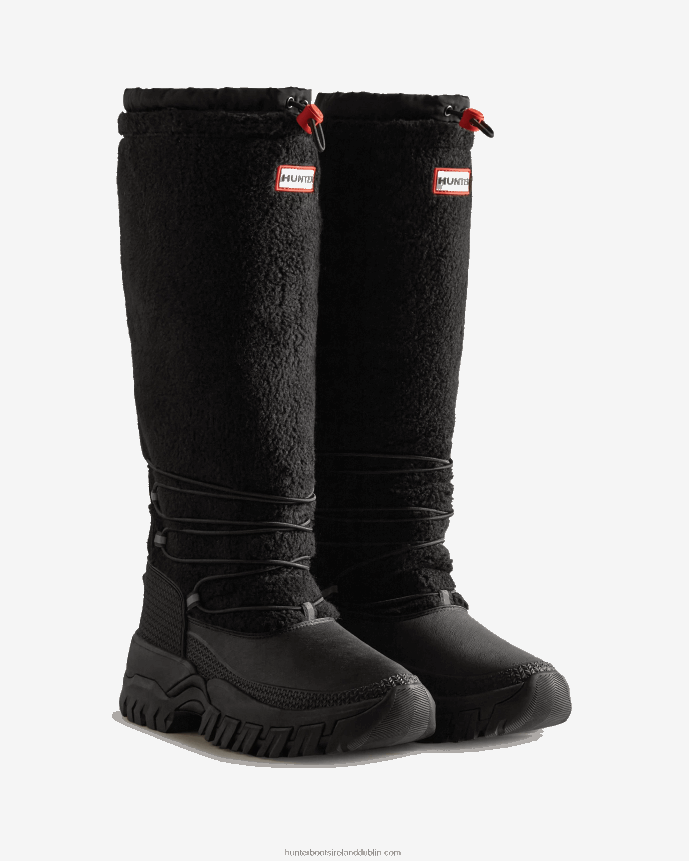 Women Hunter Wanderer Vegan Shearling Insulated Tall Snow Boots Black 68TN2X208
