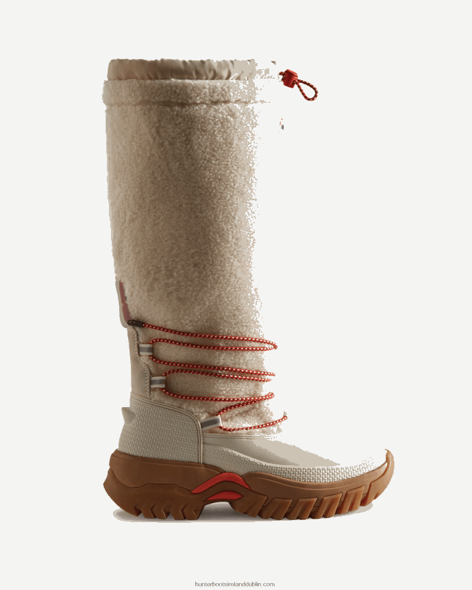 Women Hunter Wanderer Vegan Shearling Insulated Tall Snow Boots White Willow/Gum 68TN2X209