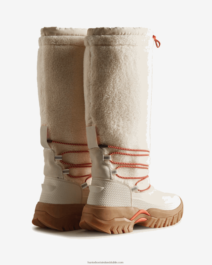 Women Hunter Wanderer Vegan Shearling Insulated Tall Snow Boots White Willow/Gum 68TN2X209