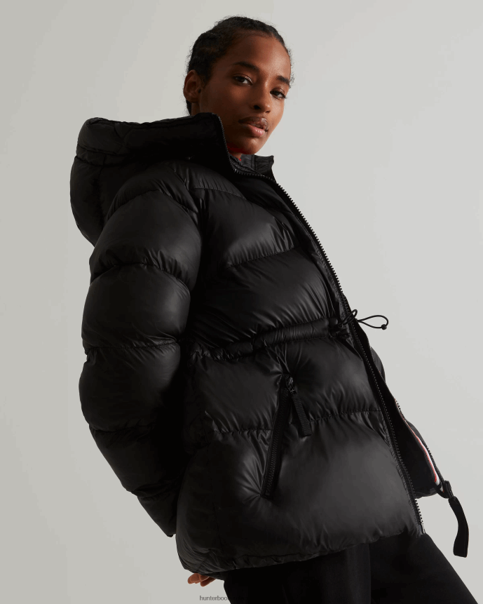 Women Hunter Insulated Rubberized A-Line Puffer Jacket Black 68TN2X356