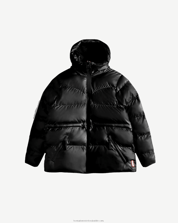 Women Hunter Insulated Rubberized A-Line Puffer Jacket Black 68TN2X356