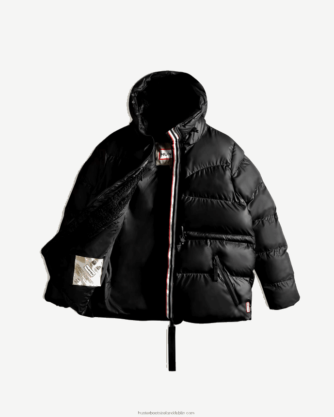 Women Hunter Insulated Rubberized A-Line Puffer Jacket Black 68TN2X356