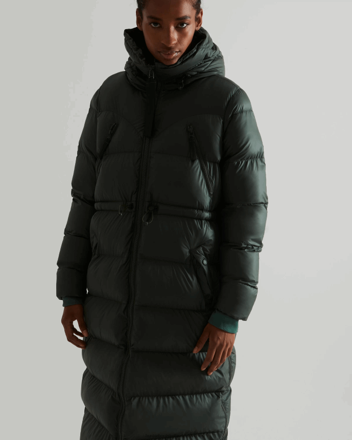 Women Hunter Insulated Rubberized Long Puffer Coat Arctic Moss Green 68TN2X369