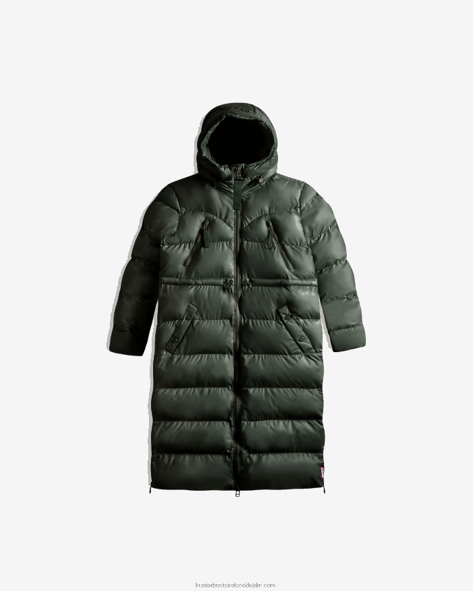Women Hunter Insulated Rubberized Long Puffer Coat Arctic Moss Green 68TN2X369