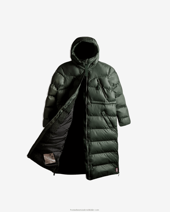 Women Hunter Insulated Rubberized Long Puffer Coat Arctic Moss Green 68TN2X369