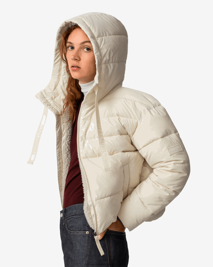 Women Hunter Intrepid Insulated Short Puffer Jacket White Willow 68TN2X361