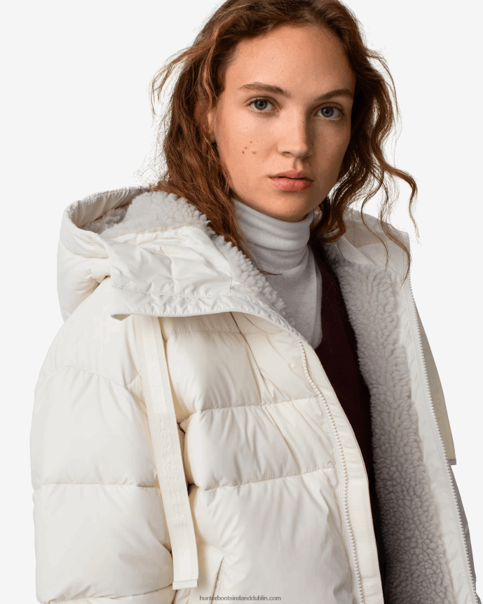 Women Hunter Intrepid Insulated Short Puffer Jacket White Willow 68TN2X361