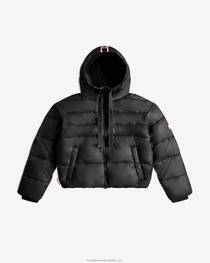 Women Hunter Intrepid Insulated Webbing Short Puffer Jacket Logo Black 68TN2X366