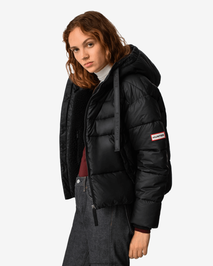 Women Hunter Intrepid Insulated Webbing Short Puffer Jacket Logo Black 68TN2X366