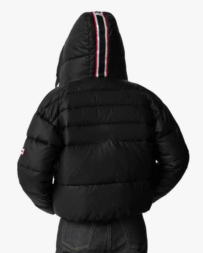 Women Hunter Intrepid Insulated Webbing Short Puffer Jacket Logo Black 68TN2X366