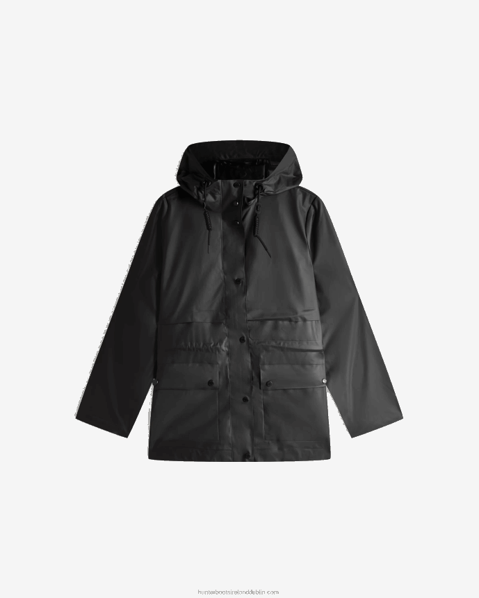Women Hunter Play Transparent Vinyl Waterproof Jacket Black 68TN2X353