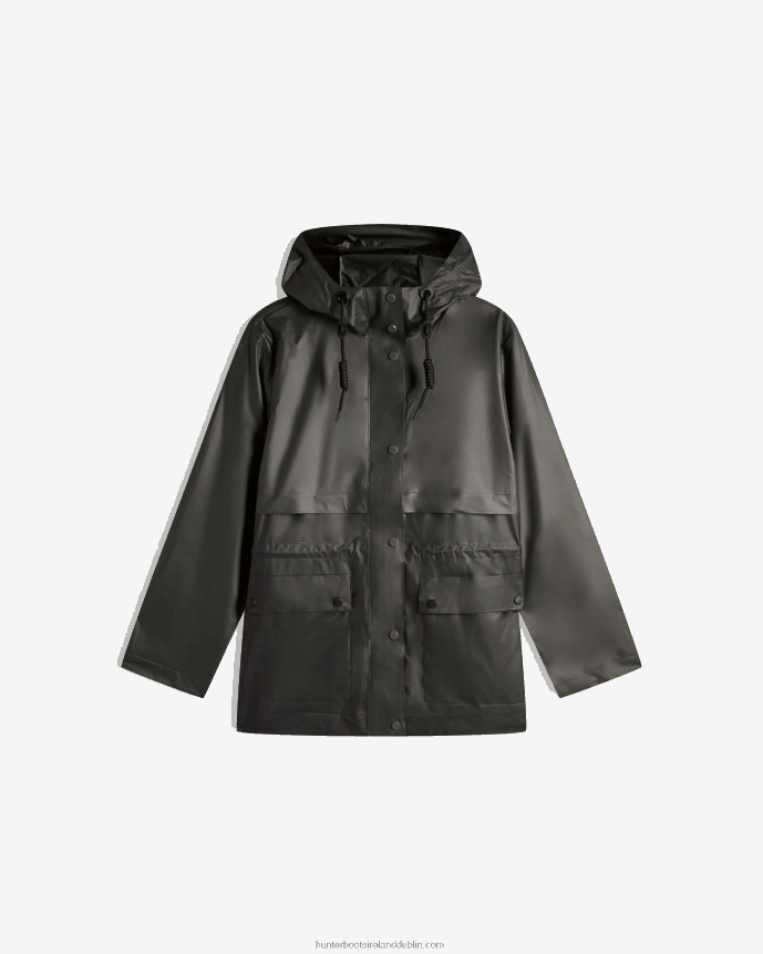 Women Hunter Play Transparent Vinyl Waterproof Jacket Dark Olive/Black 68TN2X352