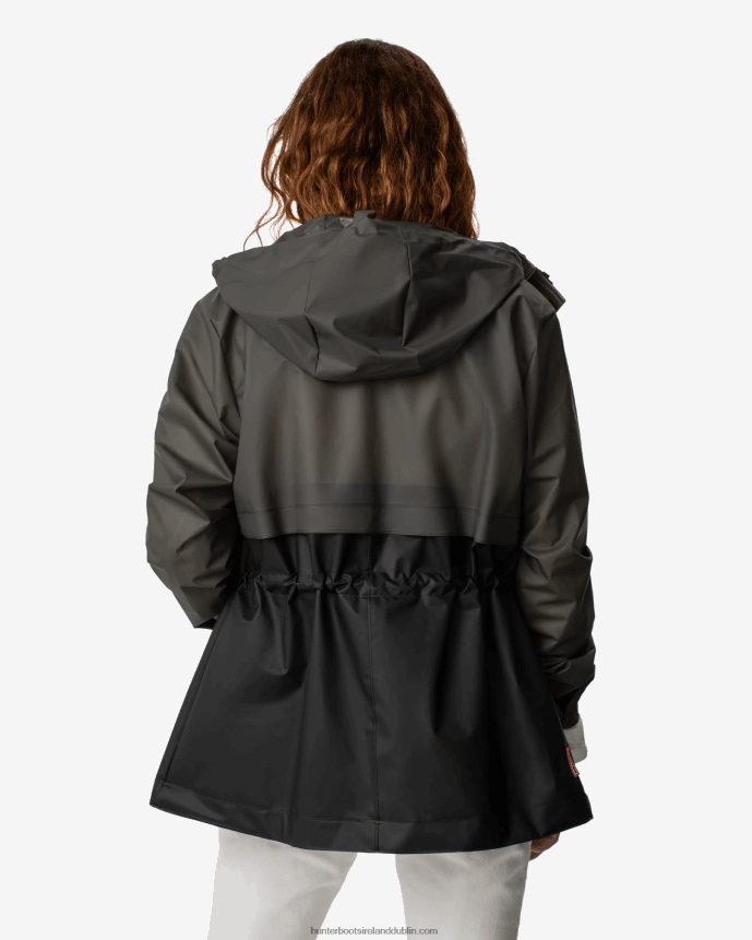Women Hunter Play Transparent Vinyl Waterproof Jacket Dark Olive/Black 68TN2X352