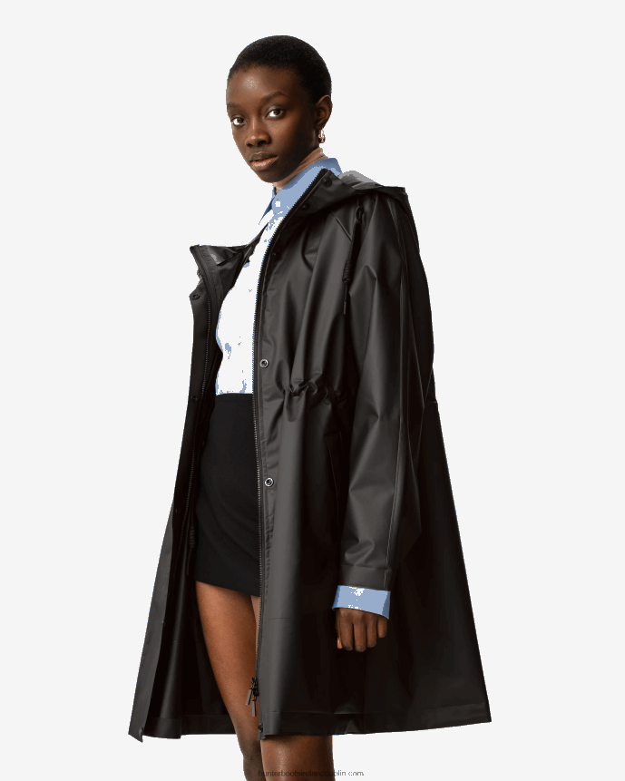 Women Hunter Play Transparent Vinyl Waterproof Parka Black 68TN2X351