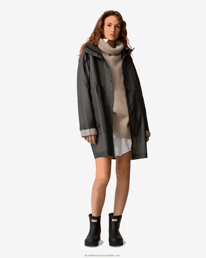 Women Hunter Play Transparent Vinyl Waterproof Parka Dark Olive 68TN2X350