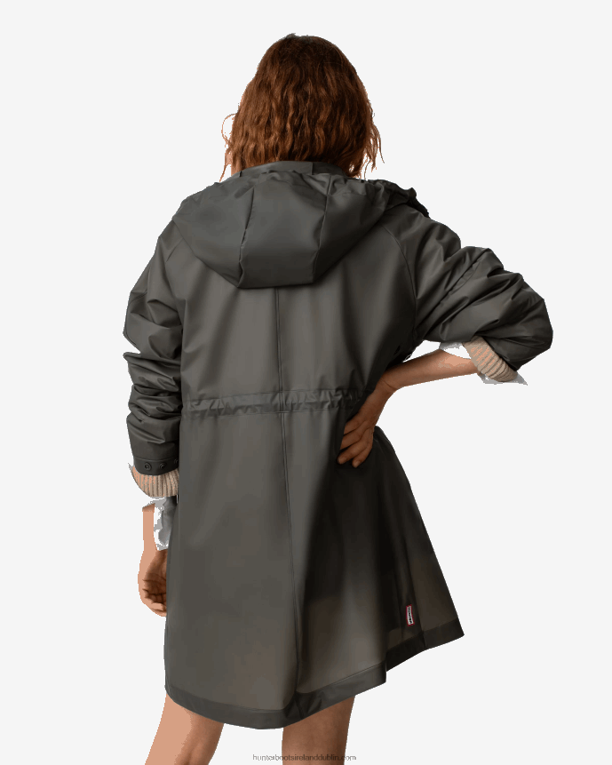 Women Hunter Play Transparent Vinyl Waterproof Parka Dark Olive 68TN2X350