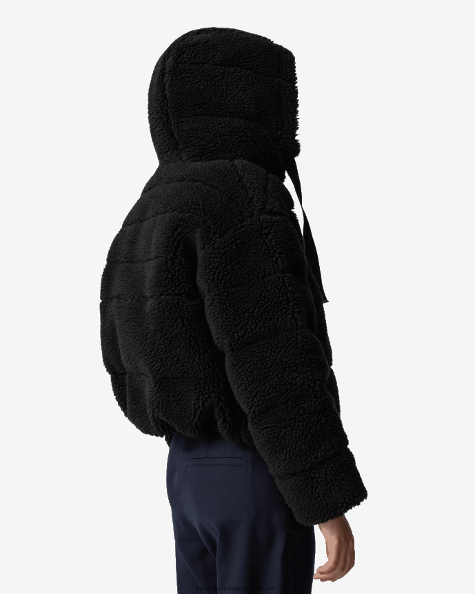 Women Hunter Wanderer Vegan Shearling Insulated Short Puffer Jacket Black 68TN2X372