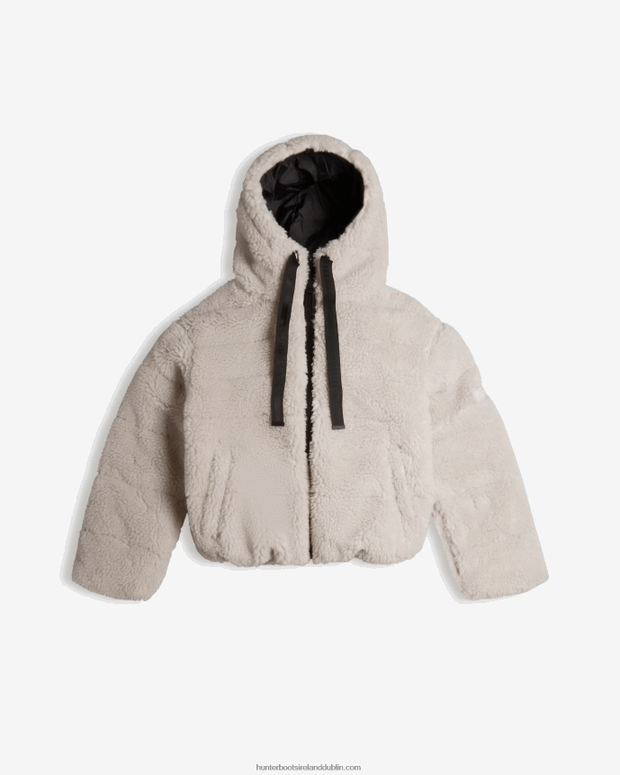 Women Hunter Wanderer Vegan Shearling Insulated Short Puffer Jacket Natural 68TN2X365