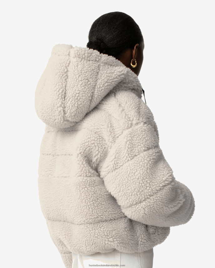 Women Hunter Wanderer Vegan Shearling Insulated Short Puffer Jacket Natural 68TN2X365