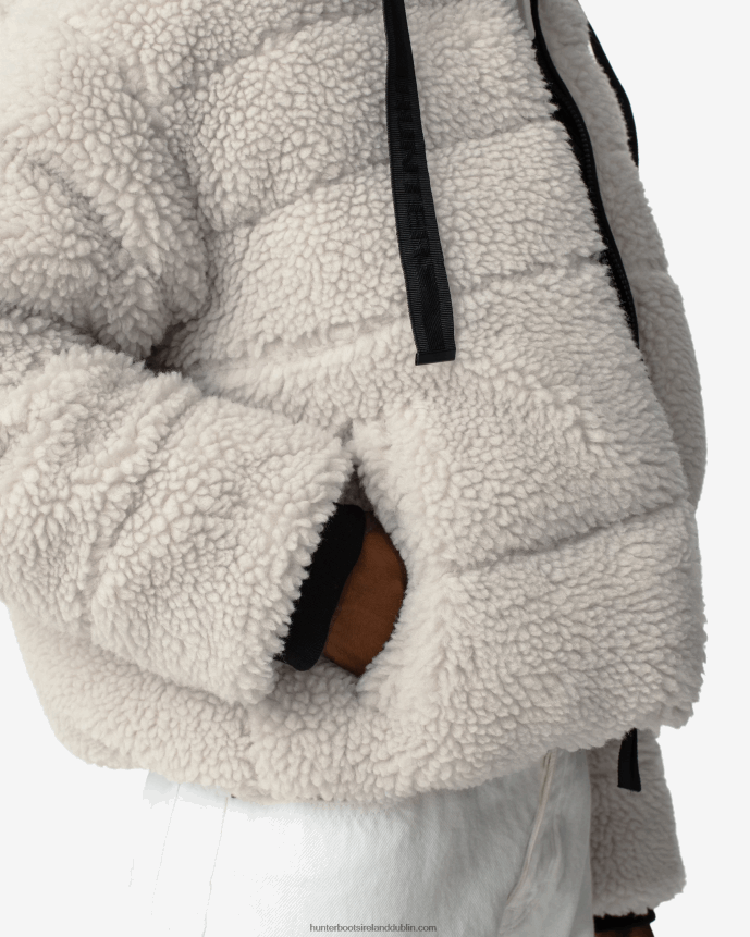 Women Hunter Wanderer Vegan Shearling Insulated Short Puffer Jacket Natural 68TN2X365