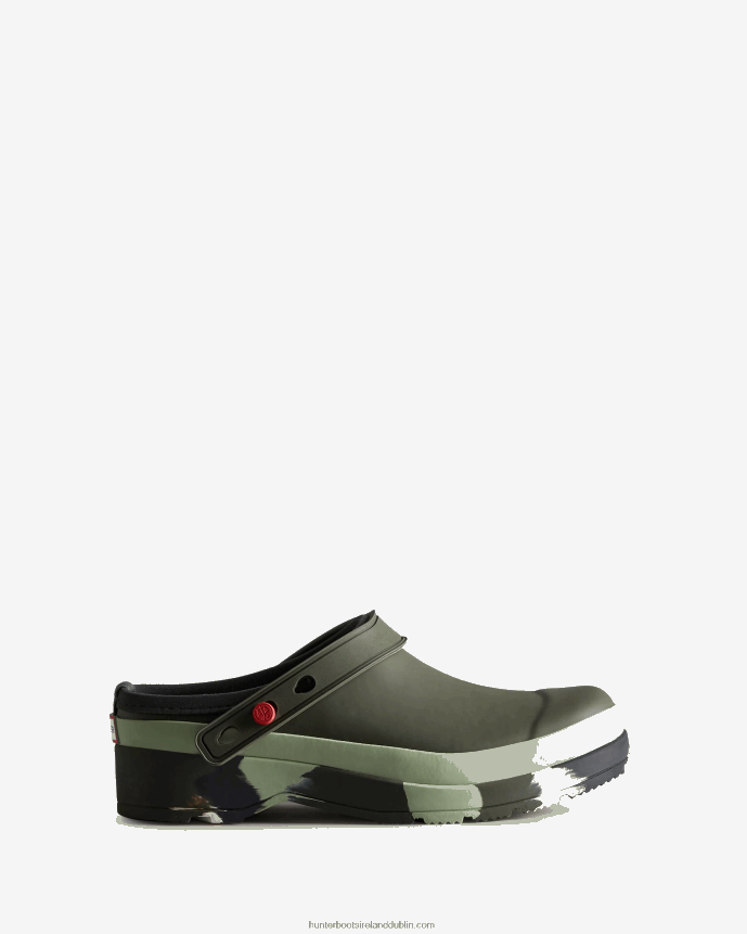 Women Hunter Play Colour Splash Sole Strap Clogs Dark Olive/Everglade Green/Black/Shaded White 68TN2X252